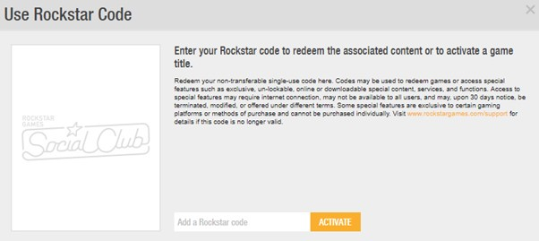 Ventana de activación de código GTA V
